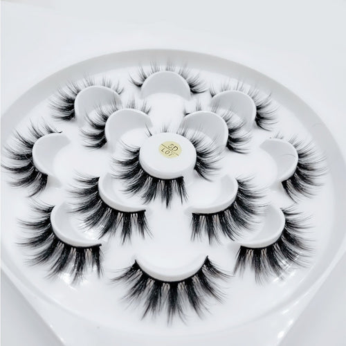 7 pairs/1box mink eyelashes natural long 3d mink eyelash extension hand made false lashes makeup eyelashes for beauty