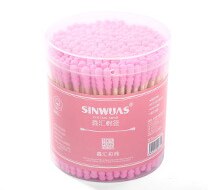 Load image into Gallery viewer, 200pcs/Lot Bamboo Handle Stick Cotton Swabs Candy Color Thread Dual-head Cotton Swabs Stick Makeup Tools Personal Hygiene Care