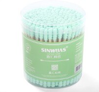 200pcs/Lot Bamboo Handle Stick Cotton Swabs Candy Color Thread Dual-head Cotton Swabs Stick Makeup Tools Personal Hygiene Care