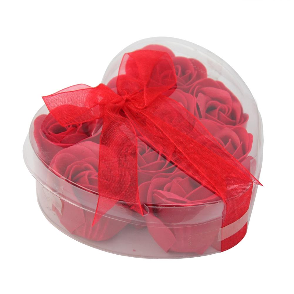 9pcs Heart Scented Bath Body Petal Rose Flower Soap Wedding Decoration Valentine's Day Gift Bathing Products Dropshiping
