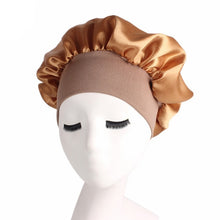 Load image into Gallery viewer, Women&#39;s Satin Solid Wide-brimmed Sleeping Hat Night Sleep Cap Hair Care Bonnet Nightcap For Women Men Unisex Cap bonnet de nuit
