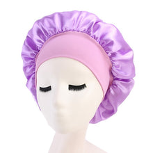Load image into Gallery viewer, Women&#39;s Satin Solid Wide-brimmed Sleeping Hat Night Sleep Cap Hair Care Bonnet Nightcap For Women Men Unisex Cap bonnet de nuit