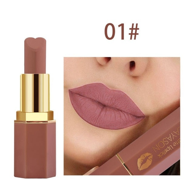 Brand Heart Shaped Lipstick 12 Color Velvet Sexy Nude Matte Lipstick Makeup Waterproof Lasting Metallic Beauty Lipsticks Makeup