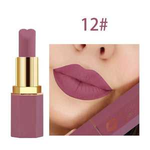 Brand Heart Shaped Lipstick 12 Color Velvet Sexy Nude Matte Lipstick Makeup Waterproof Lasting Metallic Beauty Lipsticks Makeup