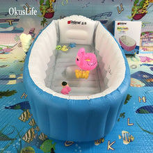 Load image into Gallery viewer, Portable Baby Bathtub Inflatable bath tub Children Tub Cushion Foot air pump warm winter keep Warm Folding Free Gift