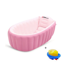 Load image into Gallery viewer, Portable Baby Bathtub Inflatable bath tub Children Tub Cushion Foot air pump warm winter keep Warm Folding Free Gift